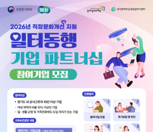 경기광역새일센터, ‘2026년 일터동행 기업 파트너십’ 참여기업 모집